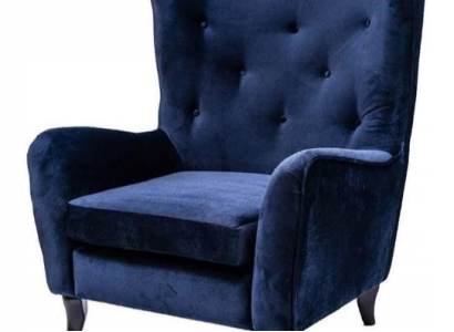 Sessel Textil Stoff Chesterfield Samt Möbel Wohnzimmer Moderne Couchen Blau